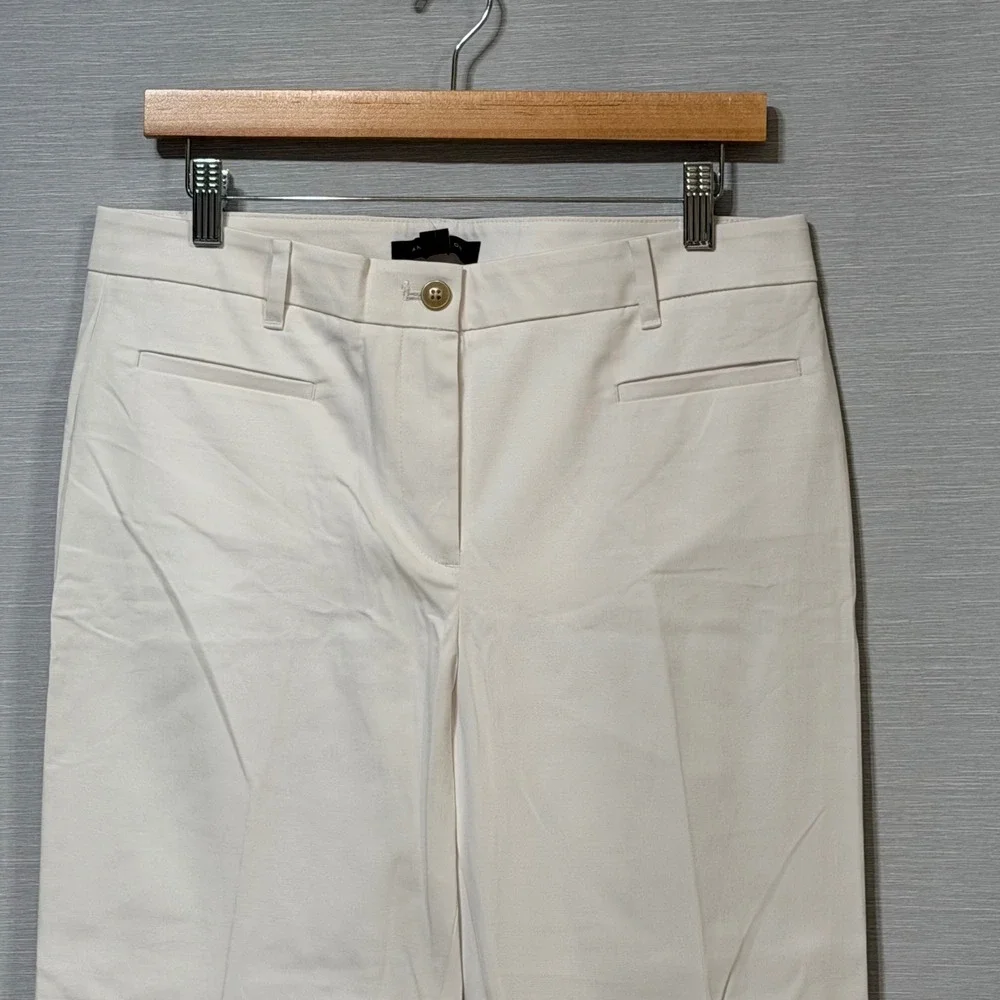 Ann Taylor Womens White High Rise Ankle Pant Stretch Cotton Trousers Size 8 NEW
